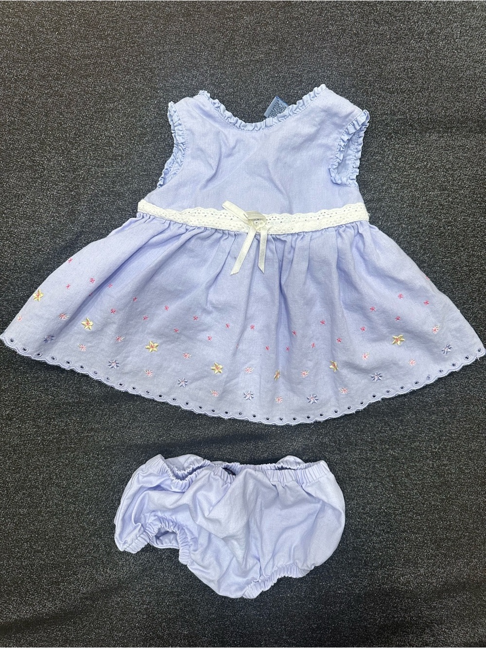 Vintage Spring/Summer Lavender Eyelet Baby Dress with Bloomer Set